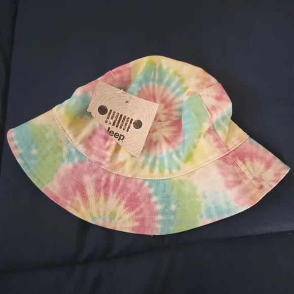 Jeep Pastel Tie-Dye Bucket Hat in Pink, Blue, Yellow, Green - Picture 4 of 5